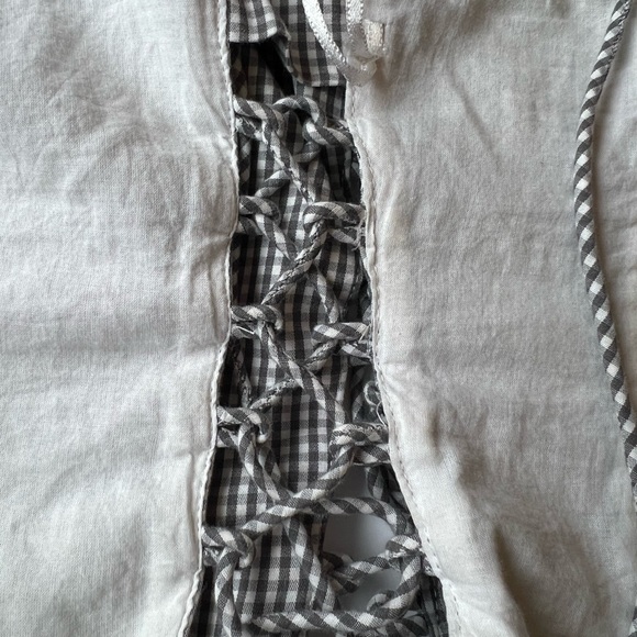 Abercrombie & Fitch Gingham Puff Sleeve Lace-Up Crop Top Women’s Size S - Picture 5 of 7